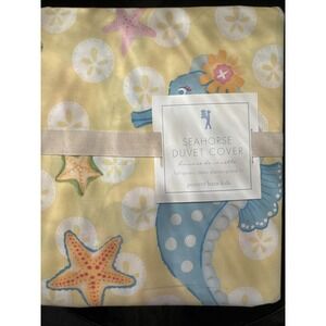 Pottery Barn Kids Seahorse Duvet Full Queen Organic Cotton Starfish Beach House